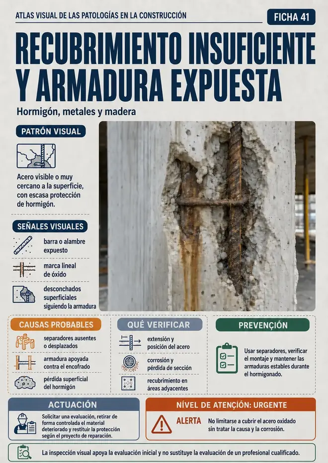 Ficha 41 · Recubrimiento insuficiente y armadura expuesta