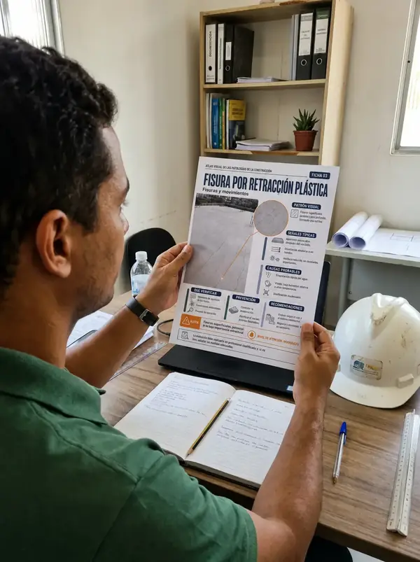 Profesional de obra consultando una ficha del atlas 1